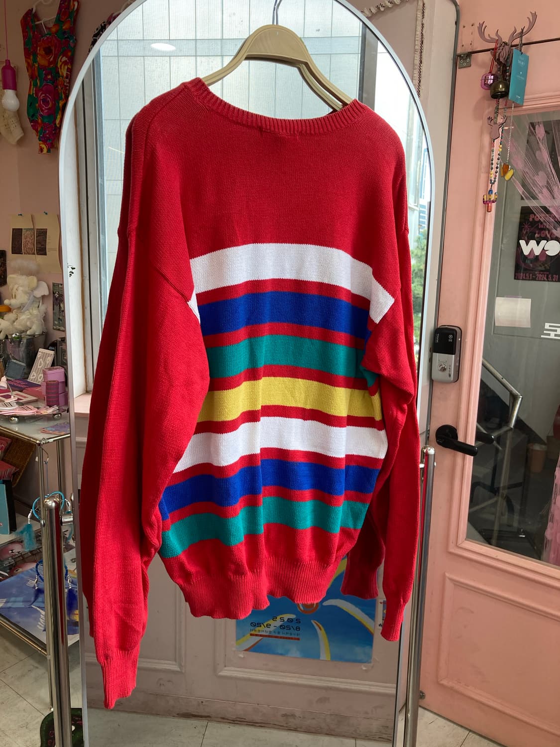 빈티지 레드 스트라이프 니트 상품이미지4