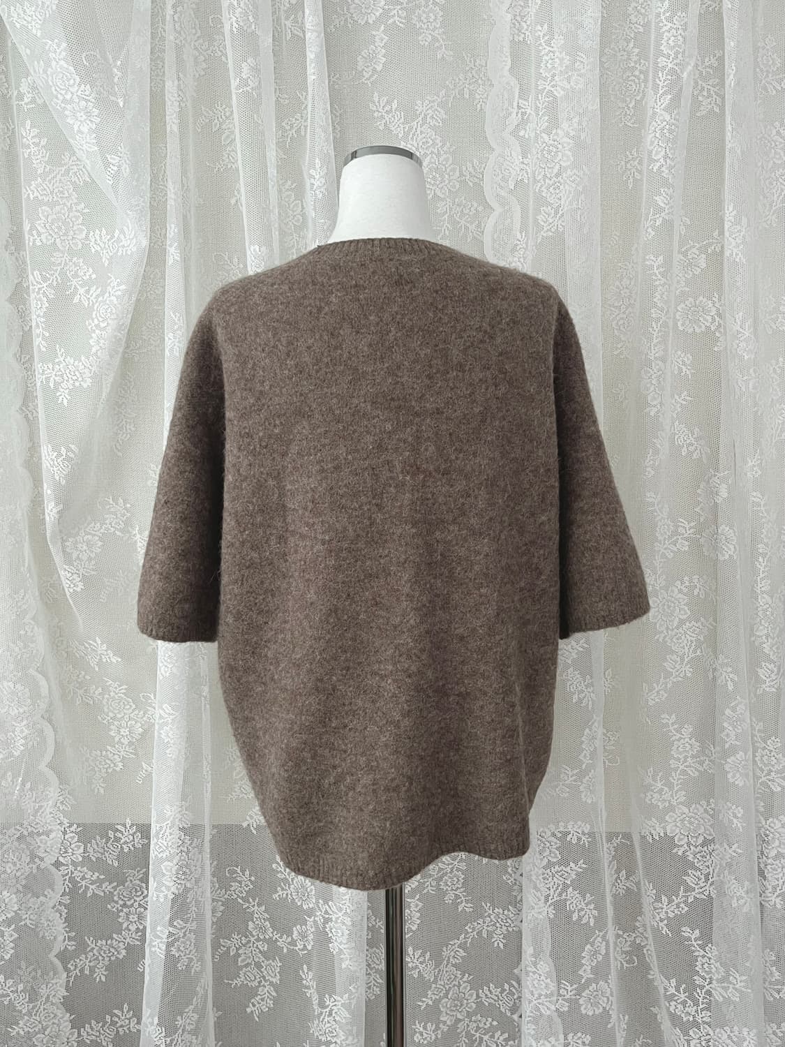 M) 아르켓 알파카 반팔 오버핏 니트 브라운 상품이미지2