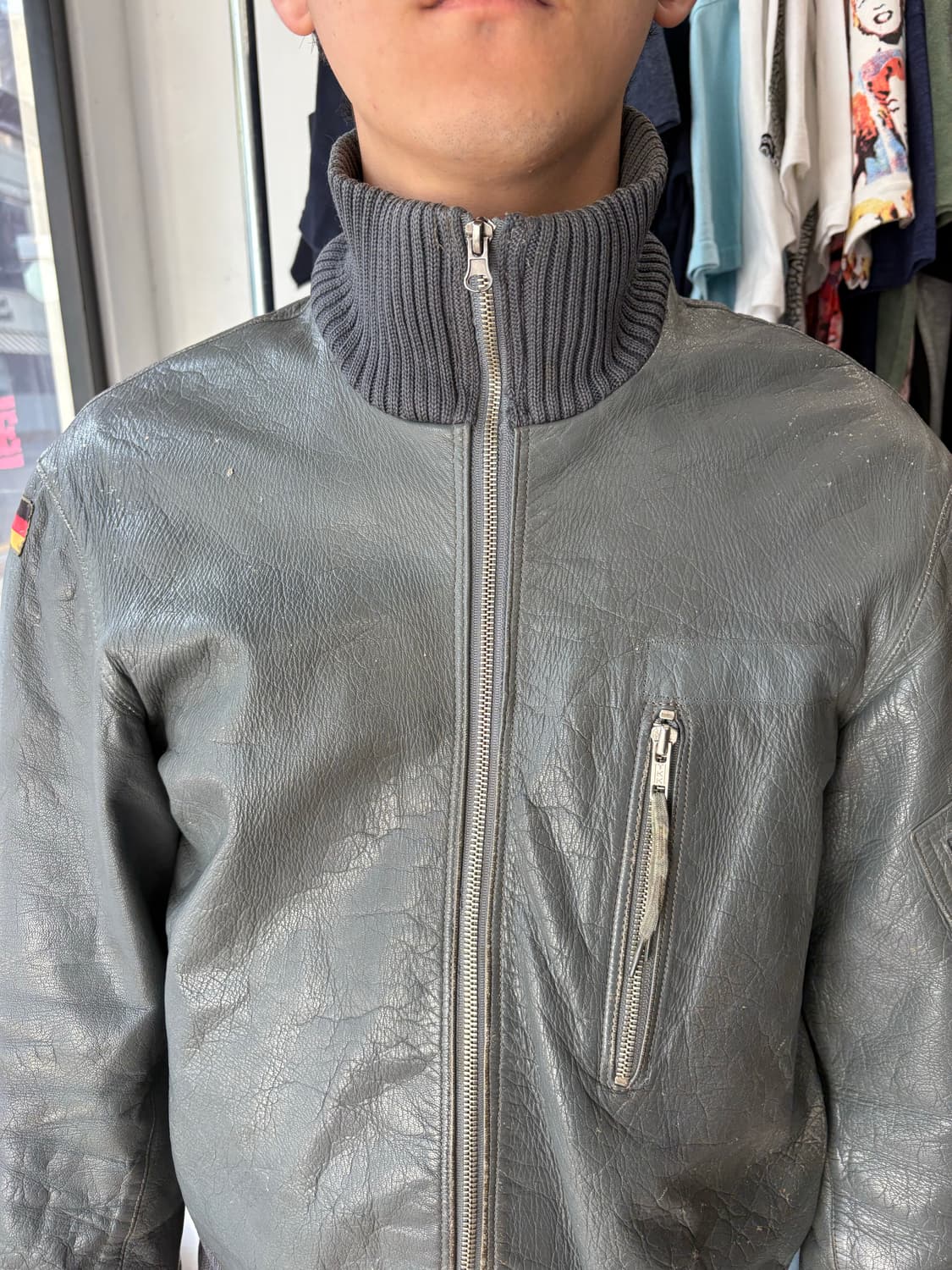 80s Germany 레더 플라이트 봄버 자켓 상품이미지2