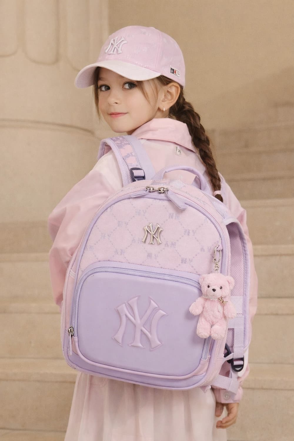 MLB 키즈 다이아 모노그램 라운드 신학기 책가방 저학년여아핑크책가방 상품이미지1