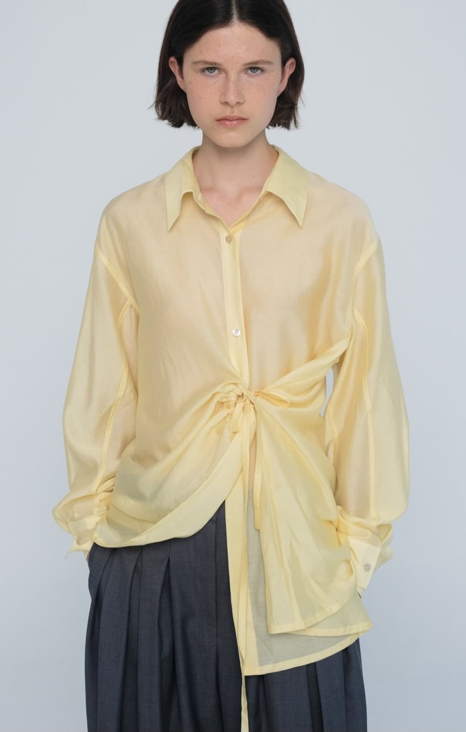 새상품) 에핑글러 WRINKLE TENCEL SHIRTS 옐로우 S 상품이미지1