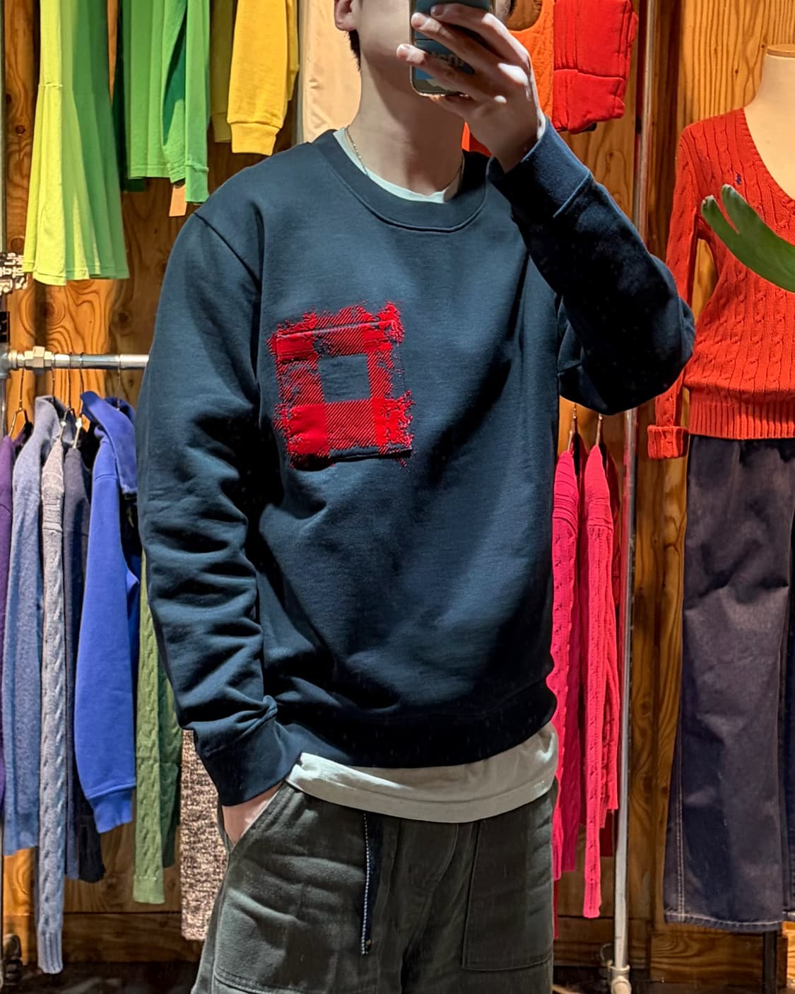 XL McQ 알렉산더맥퀸 블러드 페인팅 포켓 블랙 맨투맨 상품이미지1