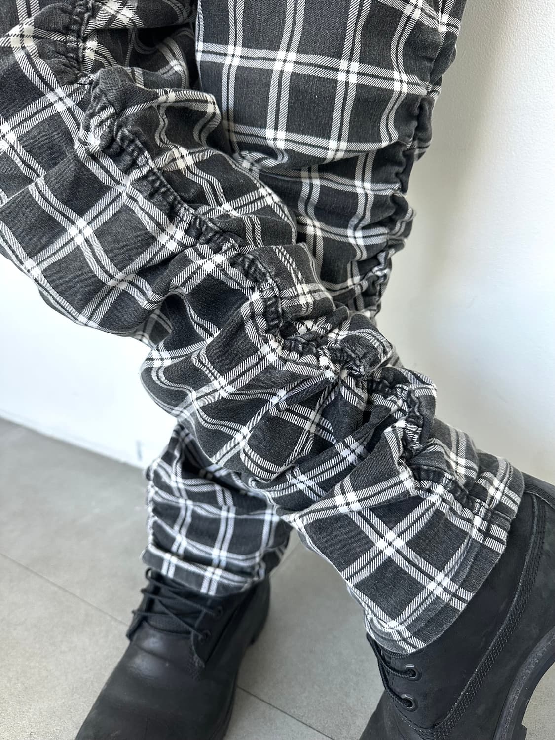 JPN VTG 셔링 체크 새깅팬츠 상품이미지4