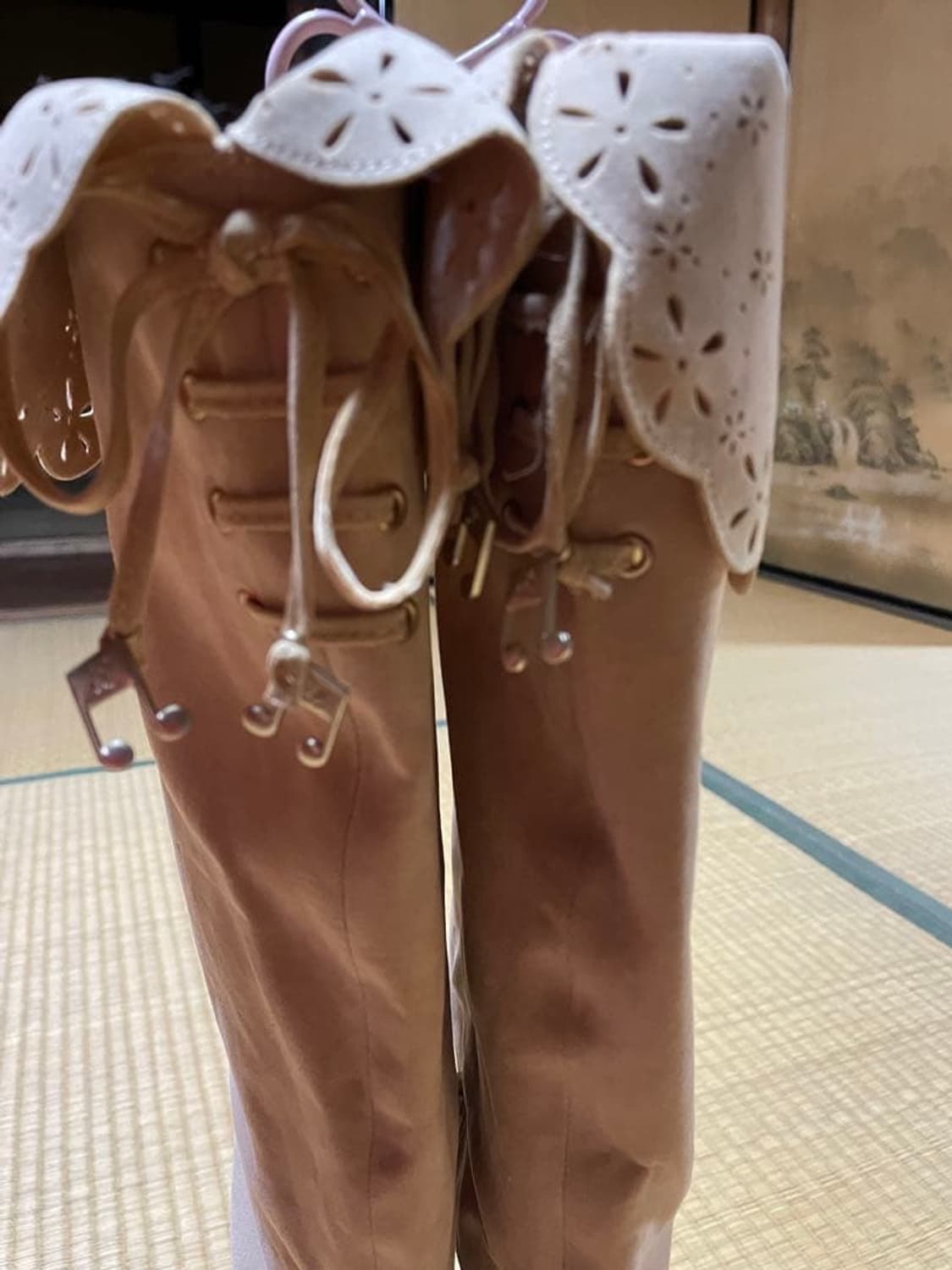 라떼갸루 히메갸루 히메카지 리즈리사 리본 부츠 아가일니트 큐롯 상품이미지3