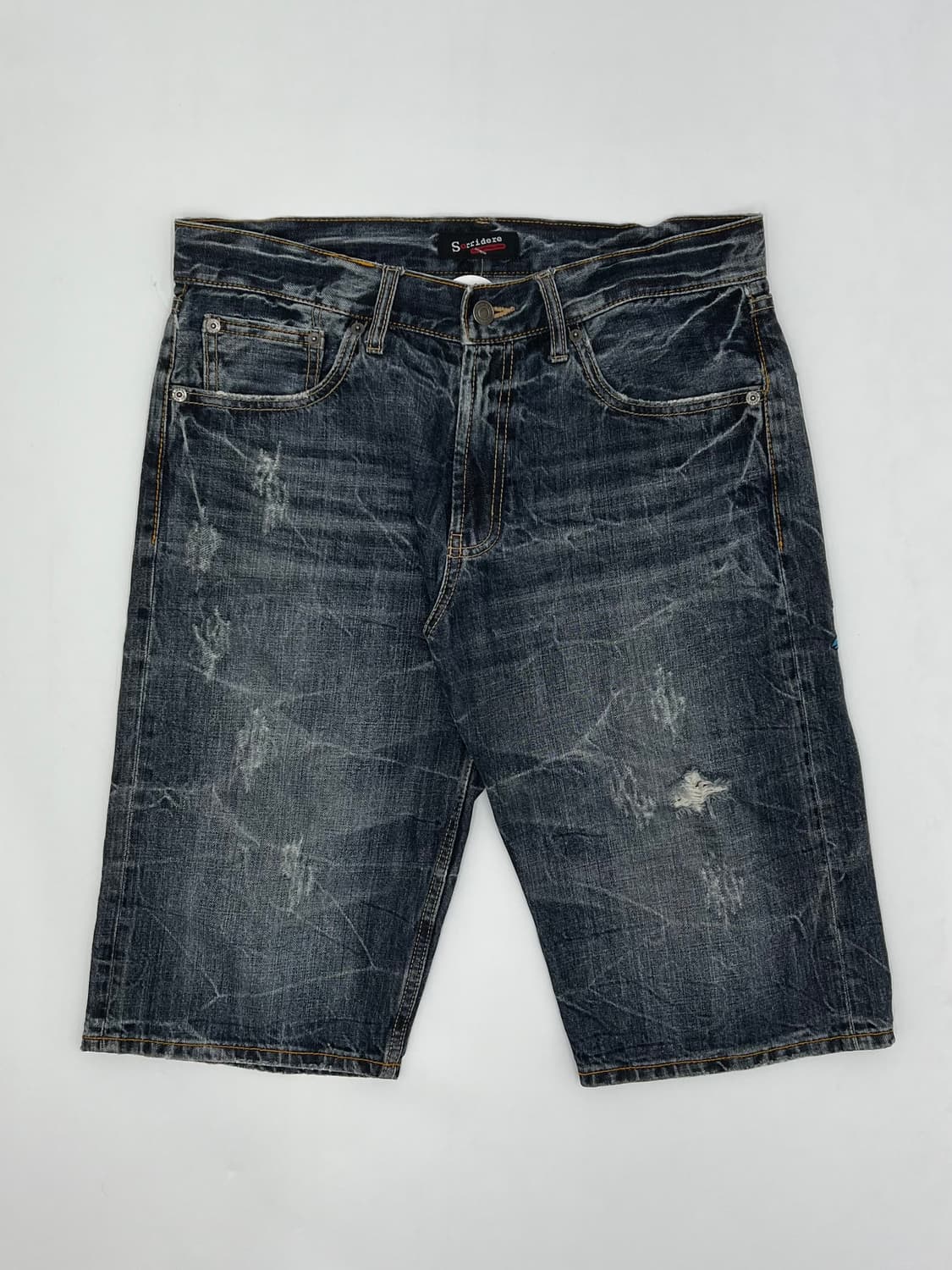 빈티지 인디언 스컬 자수 데님숏츠 상품이미지2