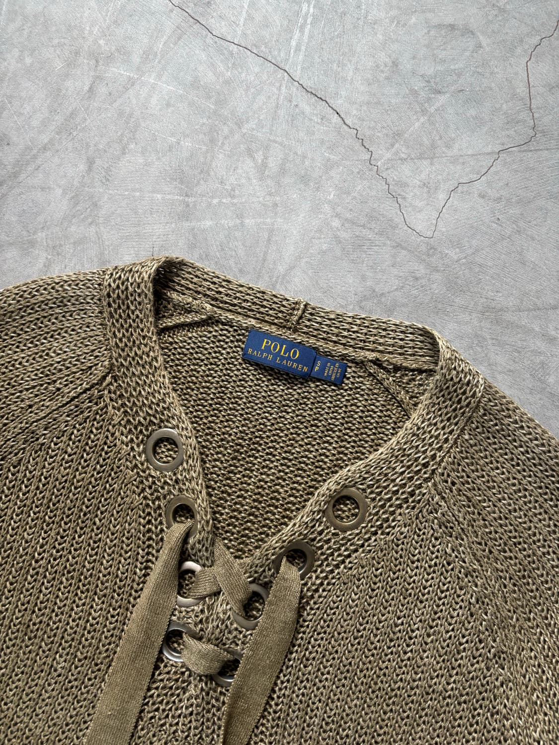 Polo 폴로 랄프로렌 카키 컬러 아일렛 린넨 니트 상품이미지7