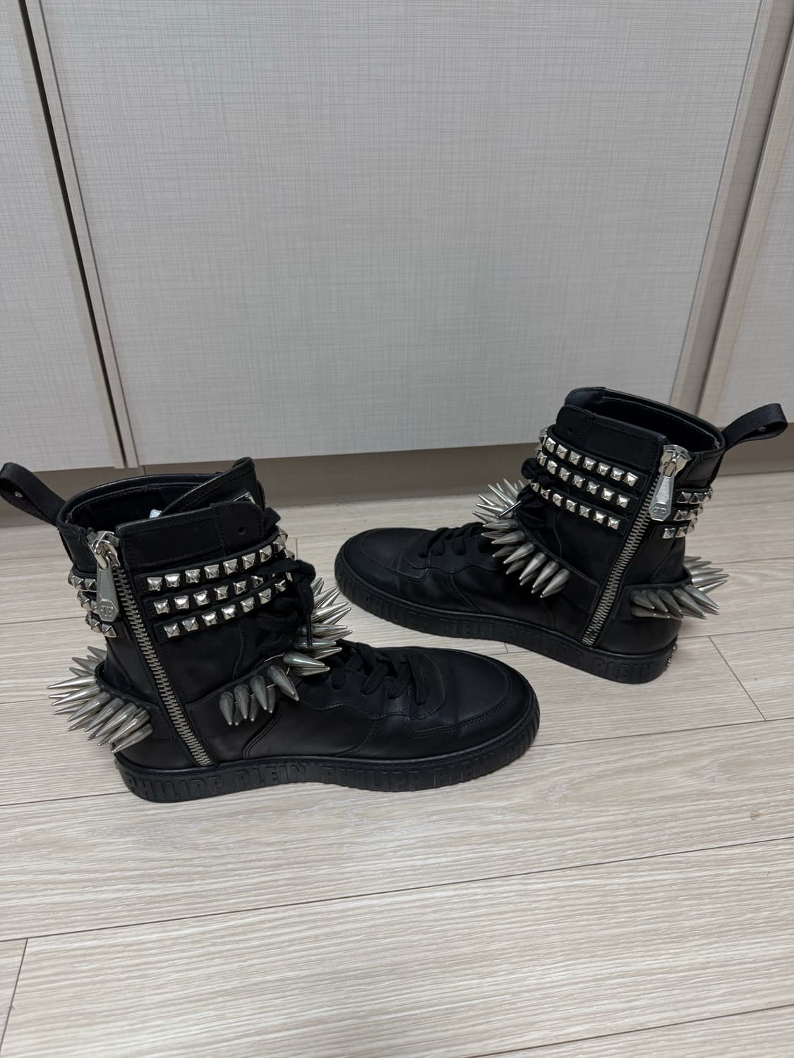 (41 size) 필립 플레인 한정판 스터드 하네스 장식 레더 부츠 상품이미지2