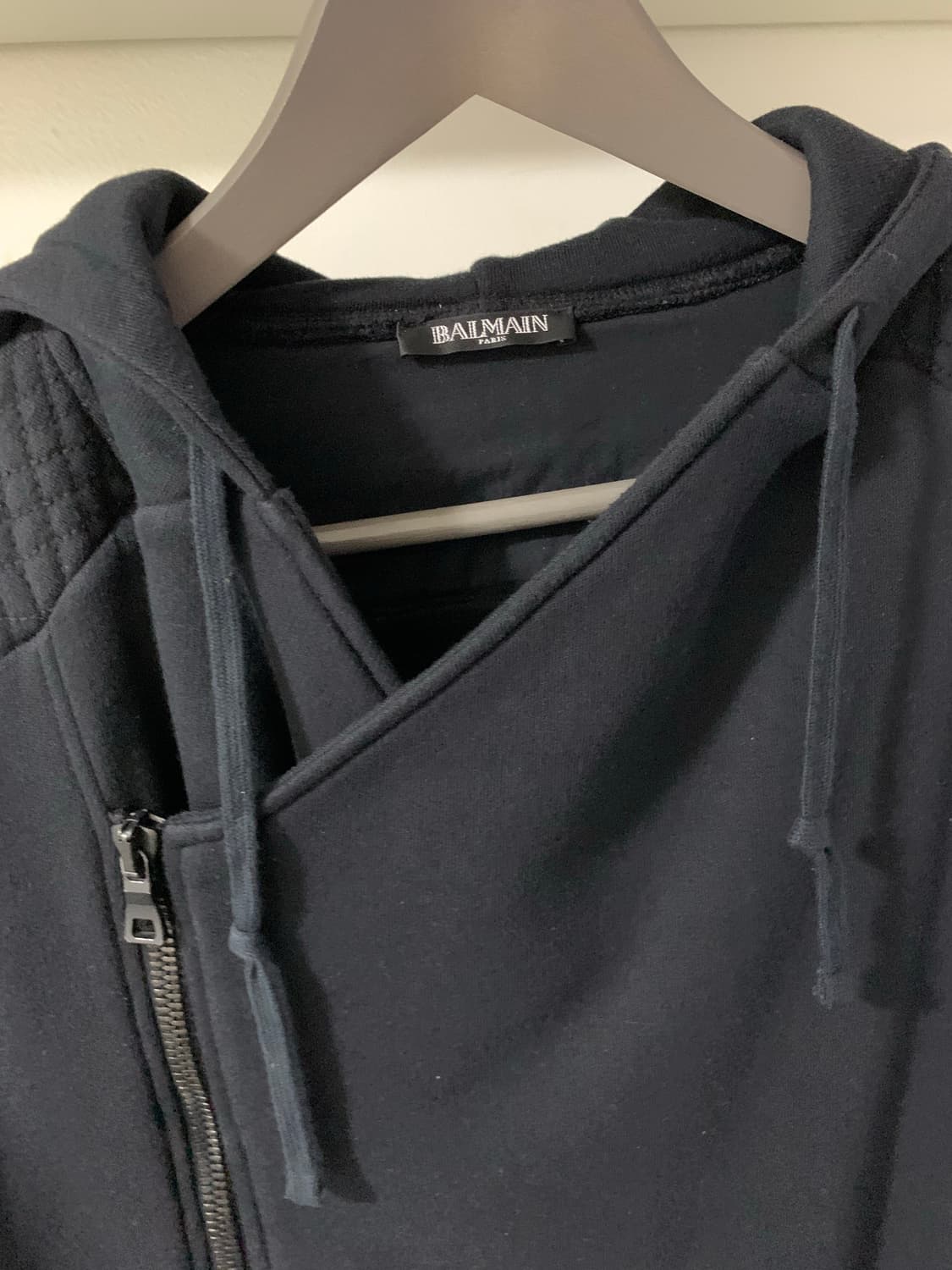 발망 / 사선 바이커 후드 집업 / XS (95~100) 상품이미지2