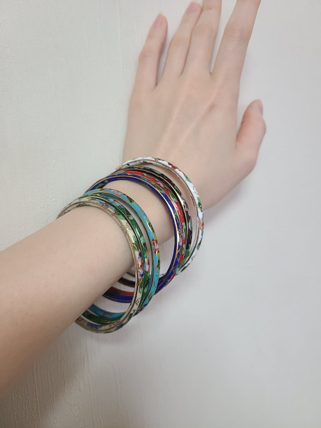 80-90년대 빈티지 클루아조네(칠보) 플라워 뱅글 7개 풀세트 상품이미지3