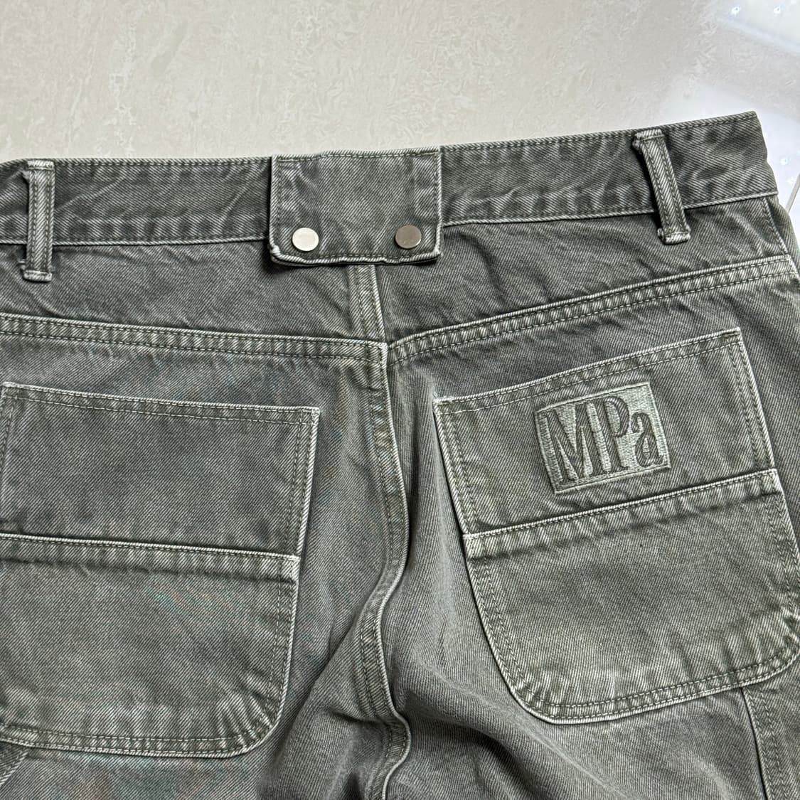 플라스틱프로덕트 MPA 더블니 팬츠 카키 데님 청바지 상품이미지4