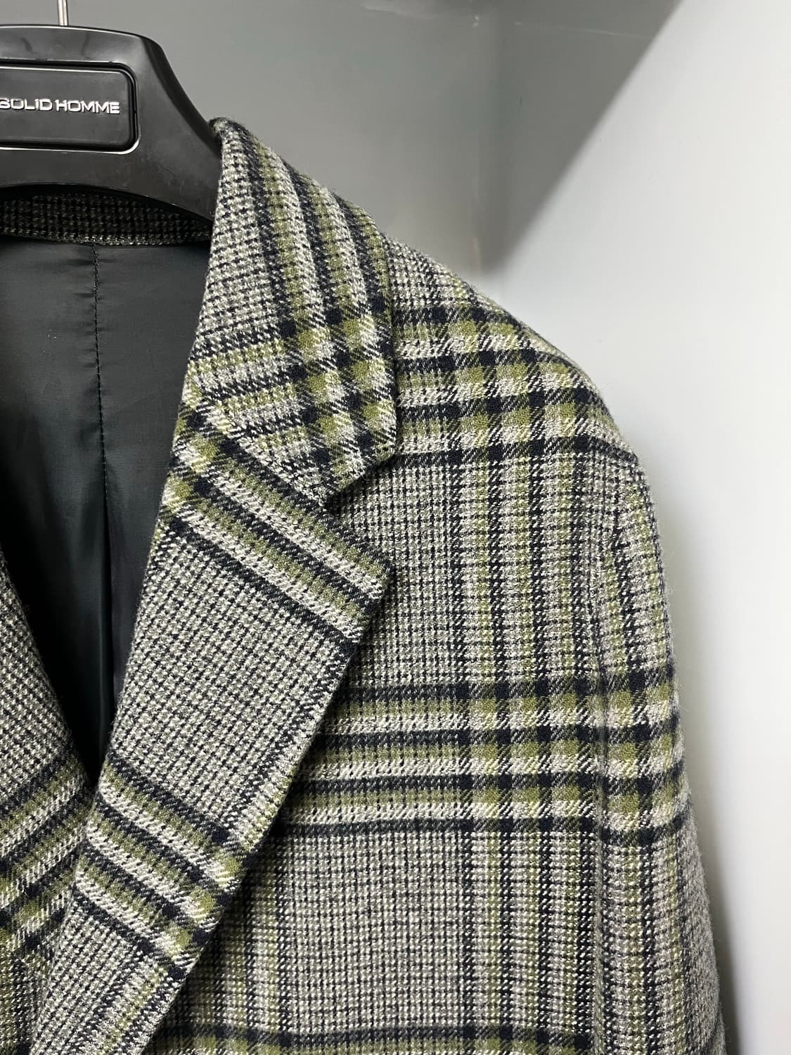 솔리드옴므 체크 세미오버핏 핸드메이드 코트 46사이즈 상품이미지3