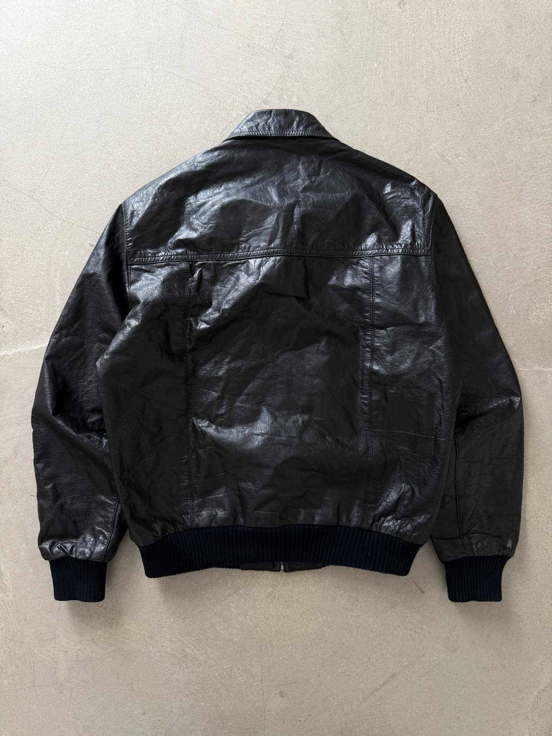 90s Vintage Genuine Leather Bomber Jacke 상품이미지5