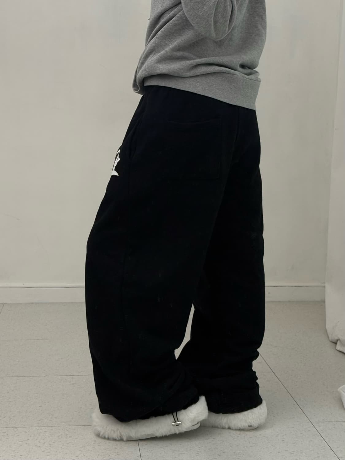 빈티지 레터링 블랙 코튼팬츠 상품이미지3