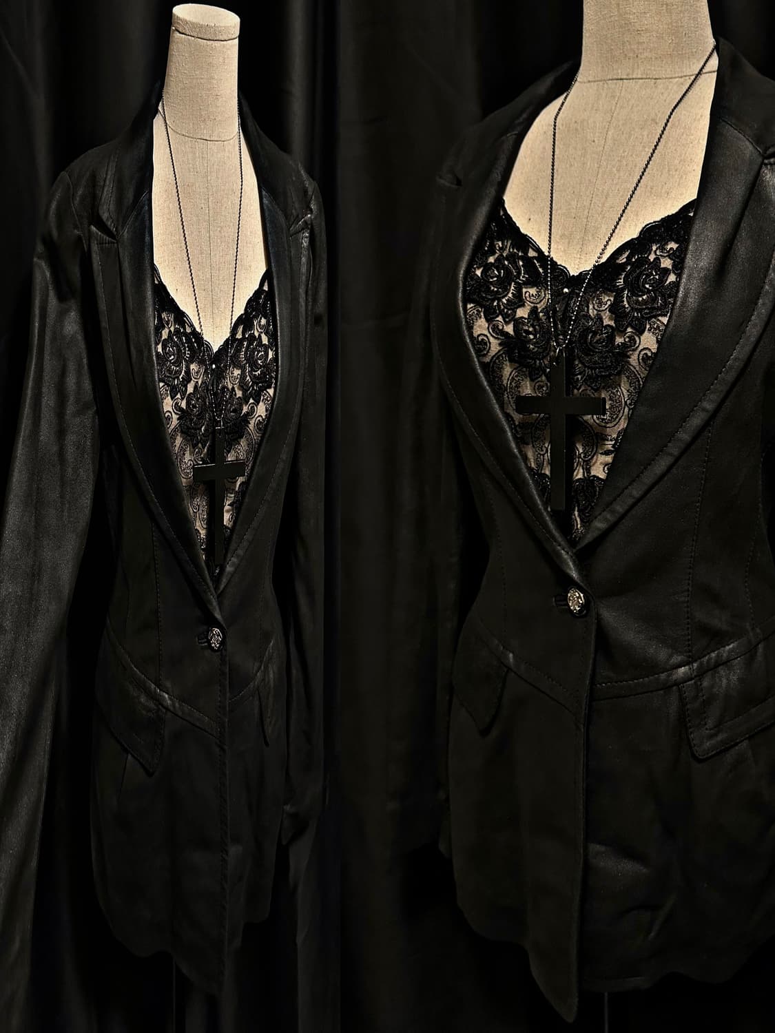 Goth leather jacket sleeve set.. 상품이미지2