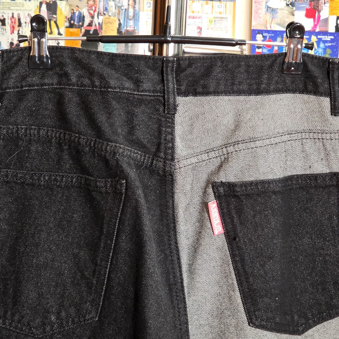 아조바이아조 그레이 흑청 배색 데님 팬츠 상품이미지6