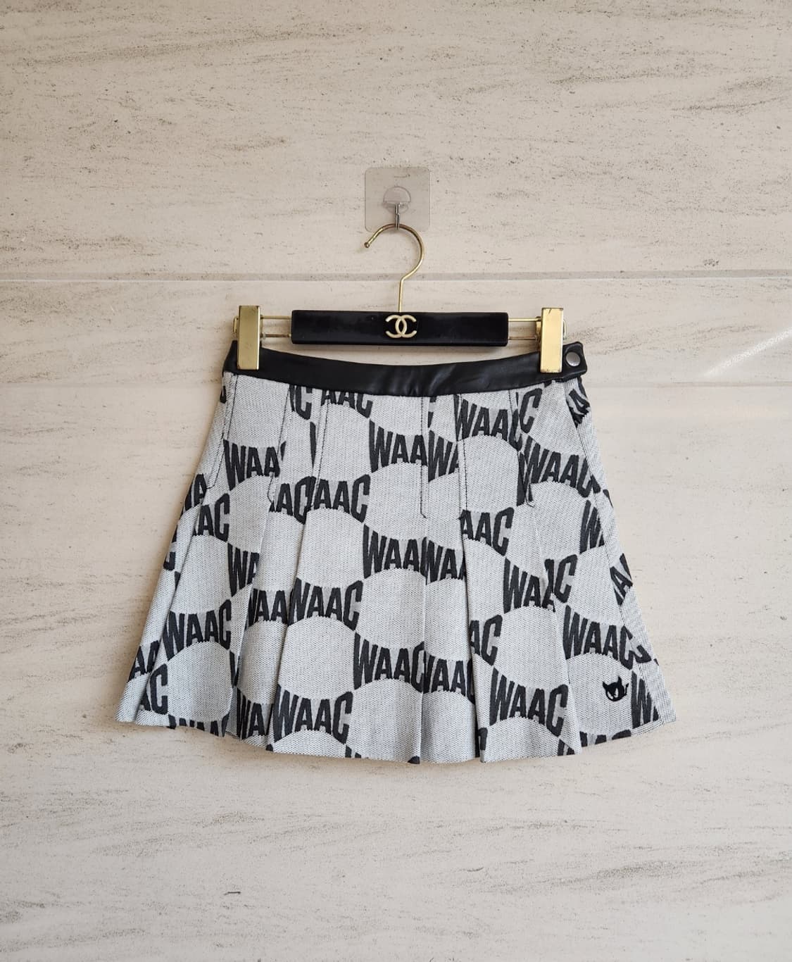 WAAC 왁 모노그램 자카드 레더라인 스커트 44사이즈 상품이미지2