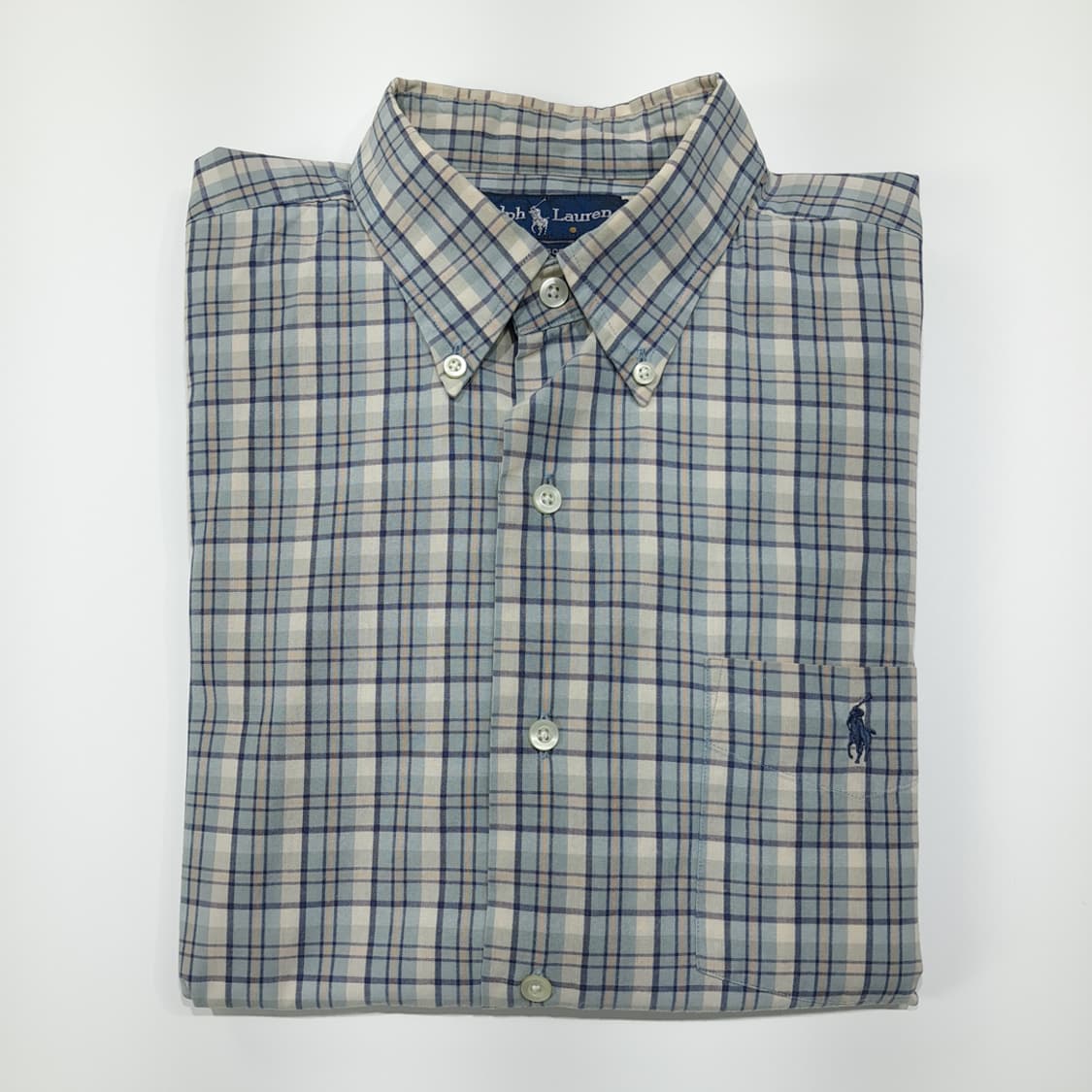 CL449 M 폴로 90s 파스텔 블루 멀티체크 버튼다운 셔츠 남방 상품이미지7
