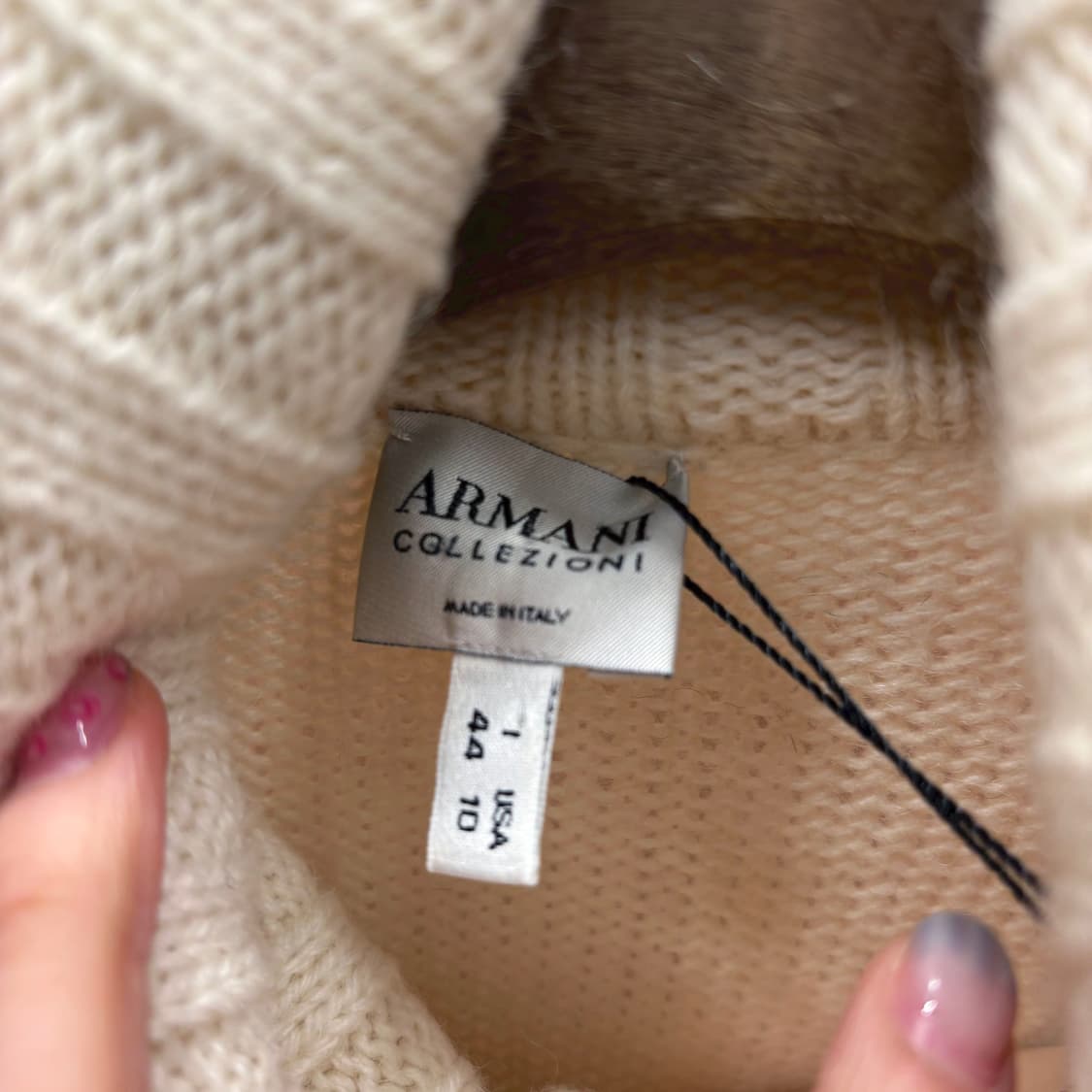 아르마니 꼴레지오니 카울넥 니트 가디건 히든 버튼업 디테일 아이보리 상품이미지6