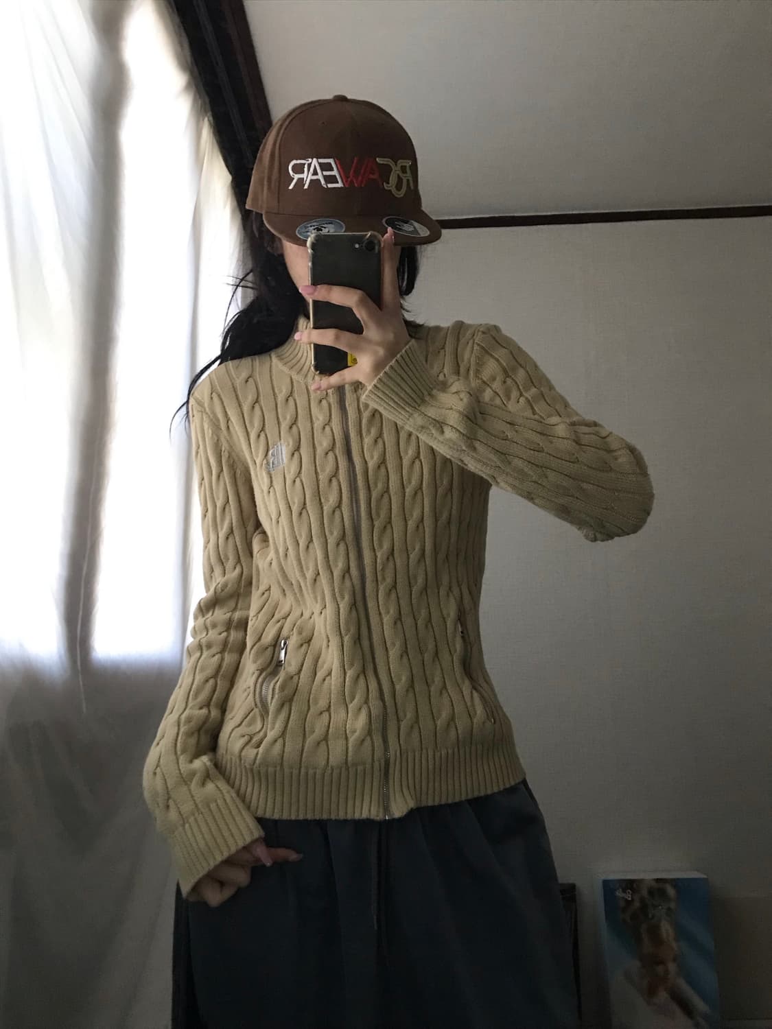 폴로 아이보리 케이블 니트집업 상품이미지1