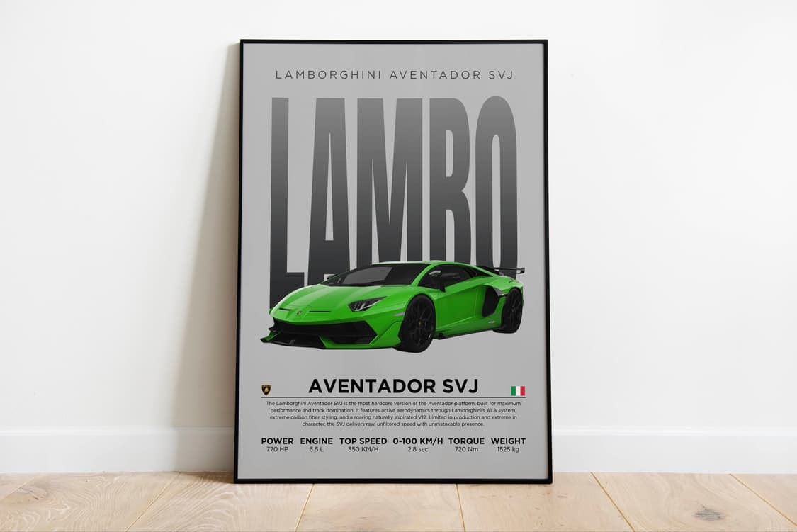 람보르기니 아벤타도르 액자 포스터 50x70cm 자동차 인테리어 상품이미지3