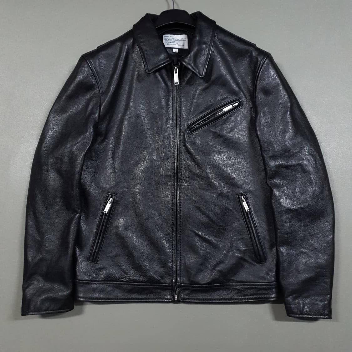 M (95) 에이징씨씨씨 카우하이드 블랙 리얼 소가죽 레더 싱글 자켓 상품이미지1