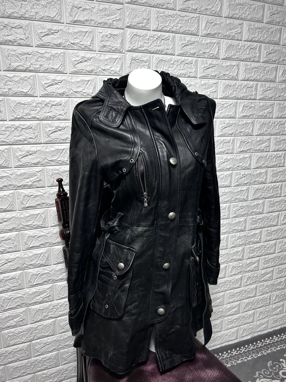 Lambskin Hooded Utility Coat 상품이미지1