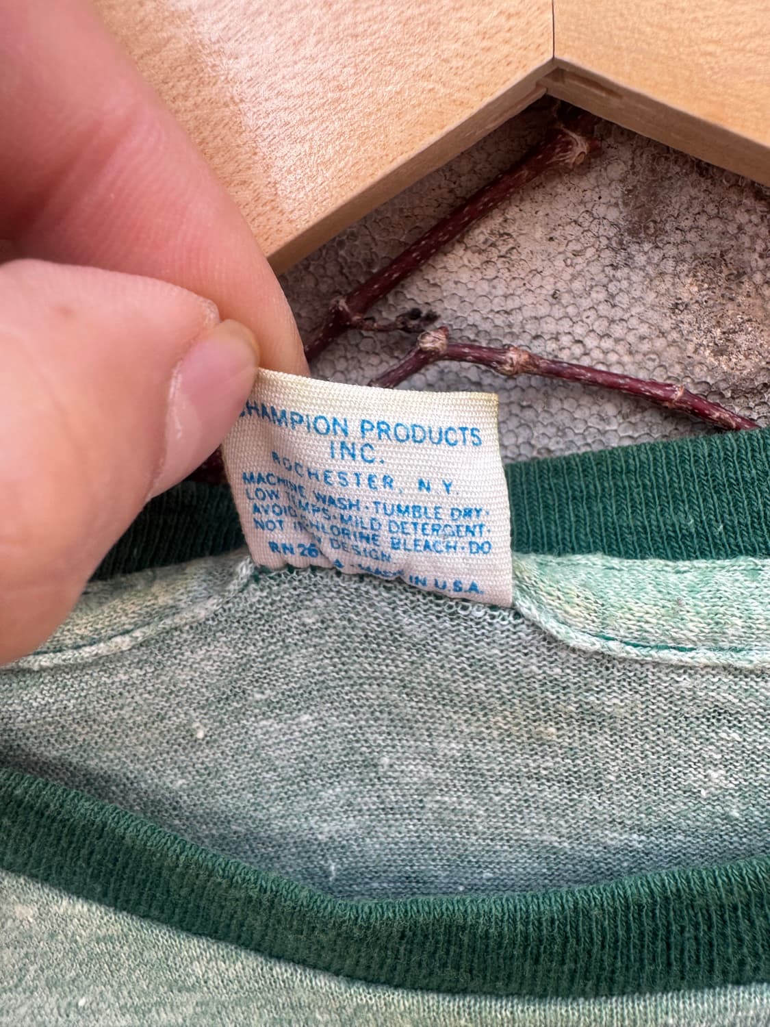 70s 챔피온 빈티지 블루택 싱글스티치 프린팅 반팔 티셔츠 m 상품이미지6