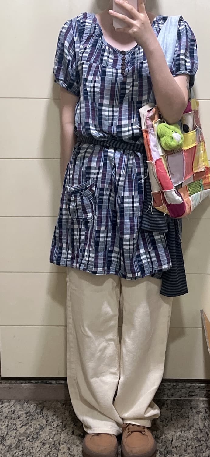 체크 패치워크원피스 상품이미지3