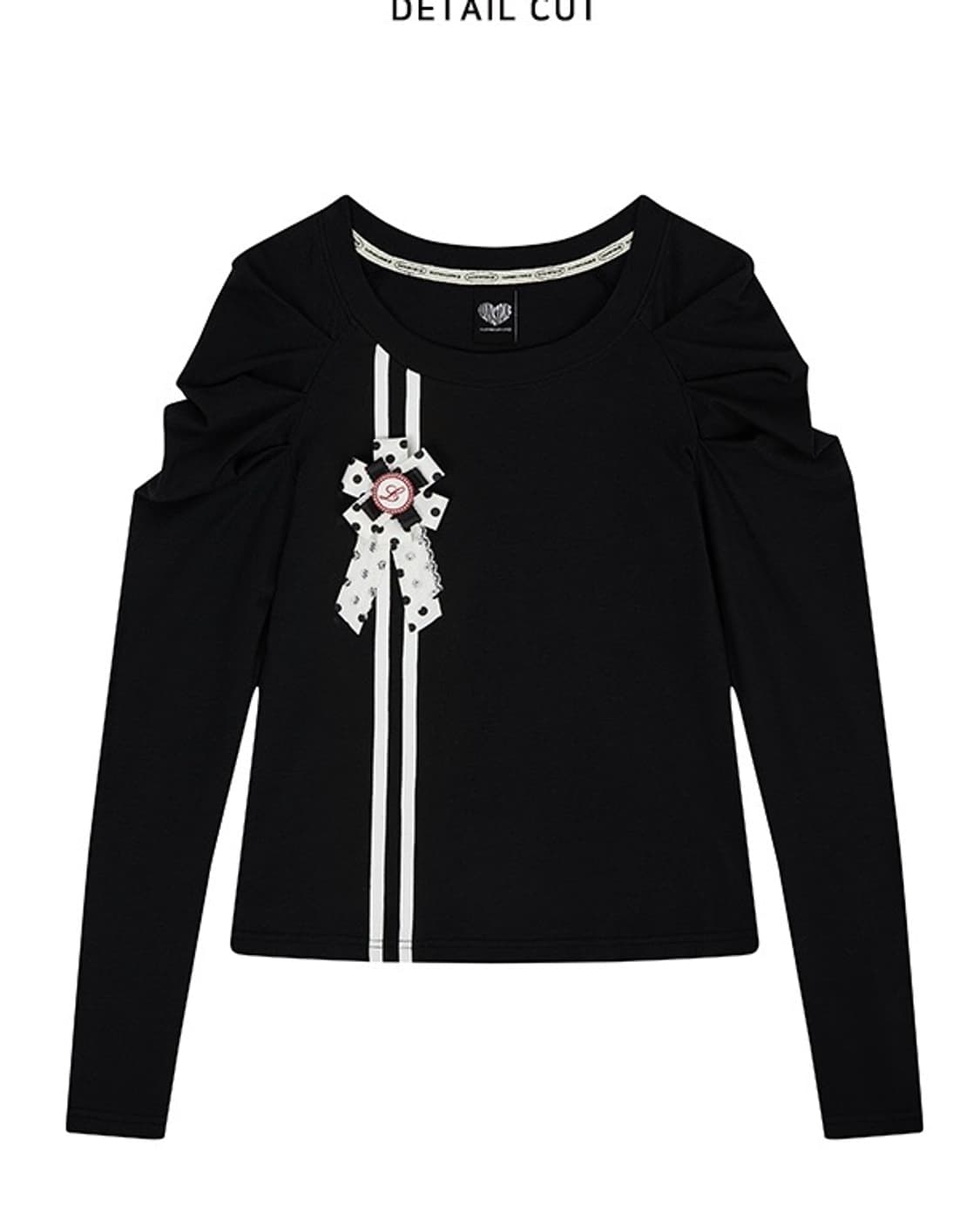 러브이즈트루 로제트 셔링티 블랙 ROSETTE SHIRRING TEE 상품이미지1