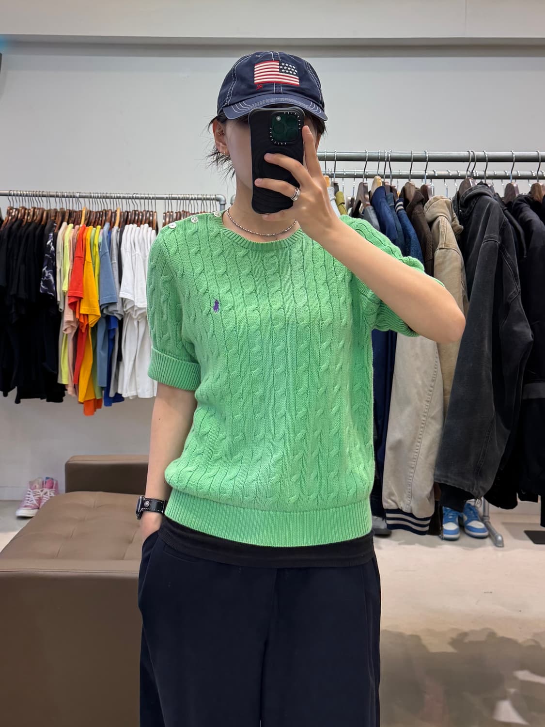 폴로 랄프로렌 어깨 트임 반팔 케이블 니트 상품이미지4