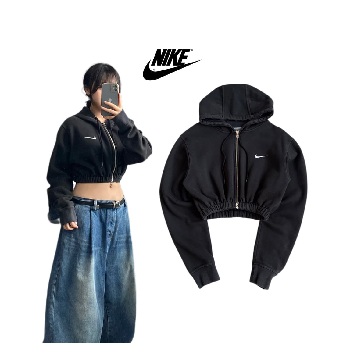 나이키 스우시 크롭 후드집업 상품이미지1