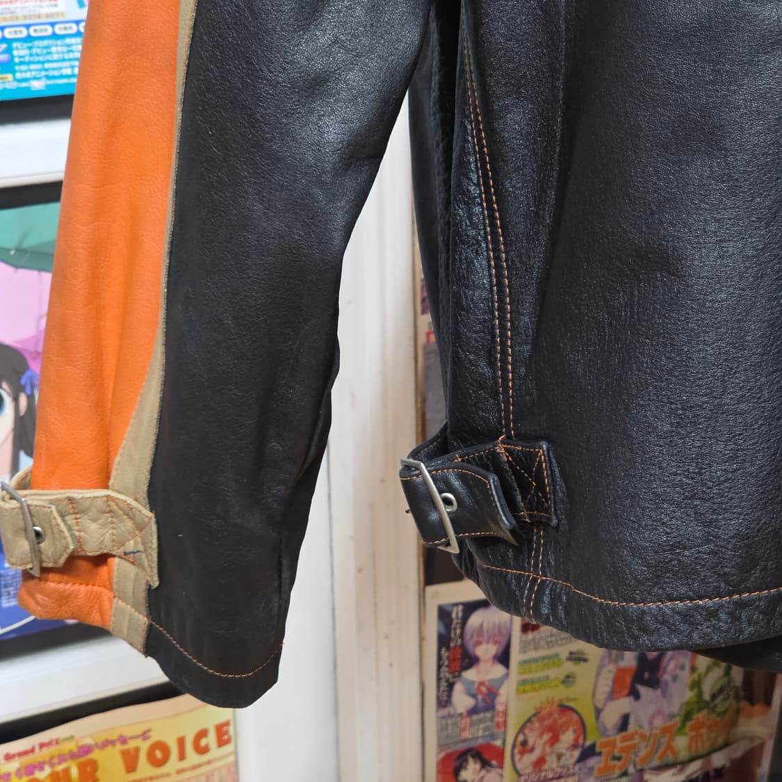 빈티지 OPT 패치로고 소가죽 누빔 라이더 자켓 상품이미지9