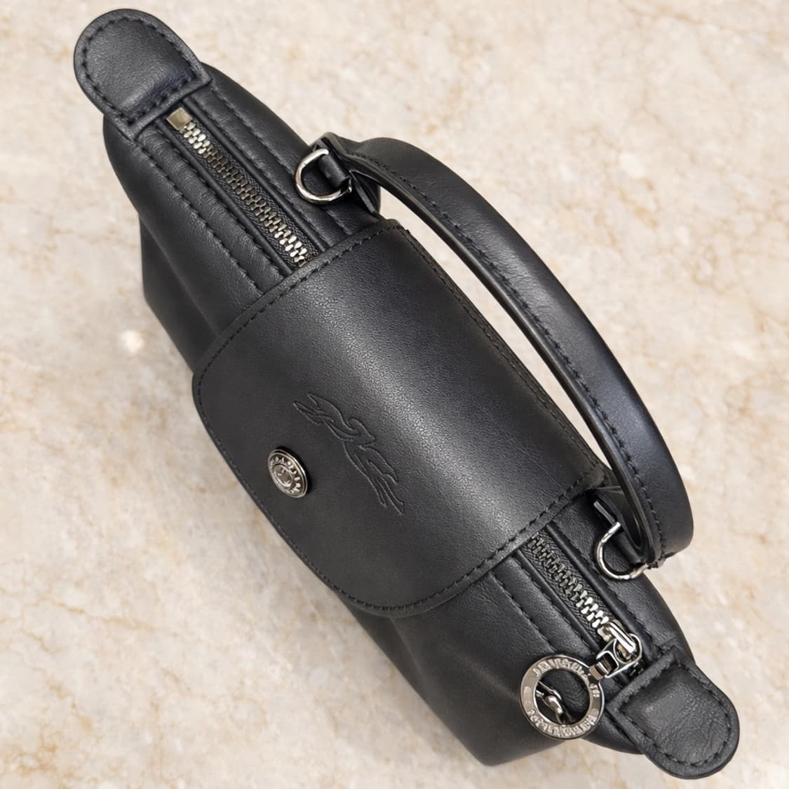 LONGCHAMP 롱샴 르 플리아쥬 미니 XS 블랙 레더 가죽 가방 상품이미지2