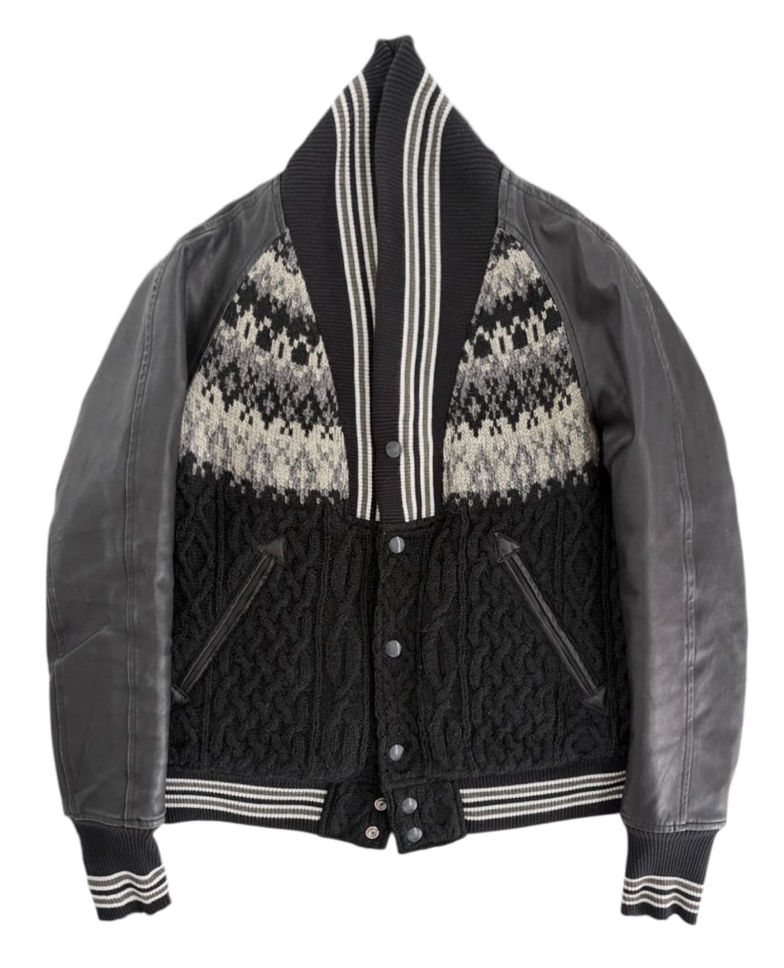 미하라 야스히로 모헤어 홀스 레더 바시티 자켓 상품이미지4