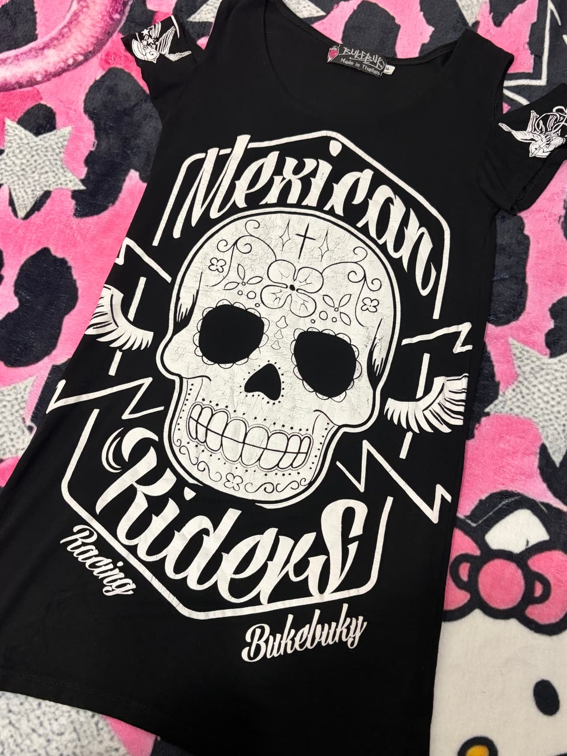 Gothic skull off-shoulder T-shirt 상품이미지7