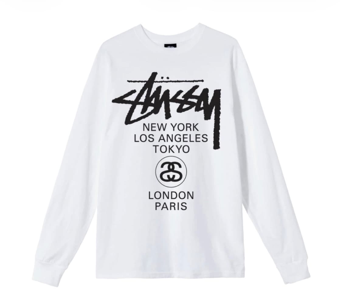 스투시 월드투어 롱슬리브 티셔츠 화이트 xl 상품이미지1