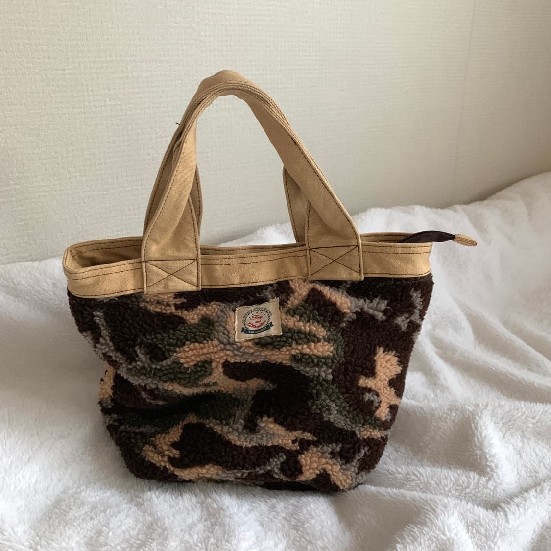 일본 빈티지 arbore 카모플라쥬 뽀글이 토트백 상품이미지1