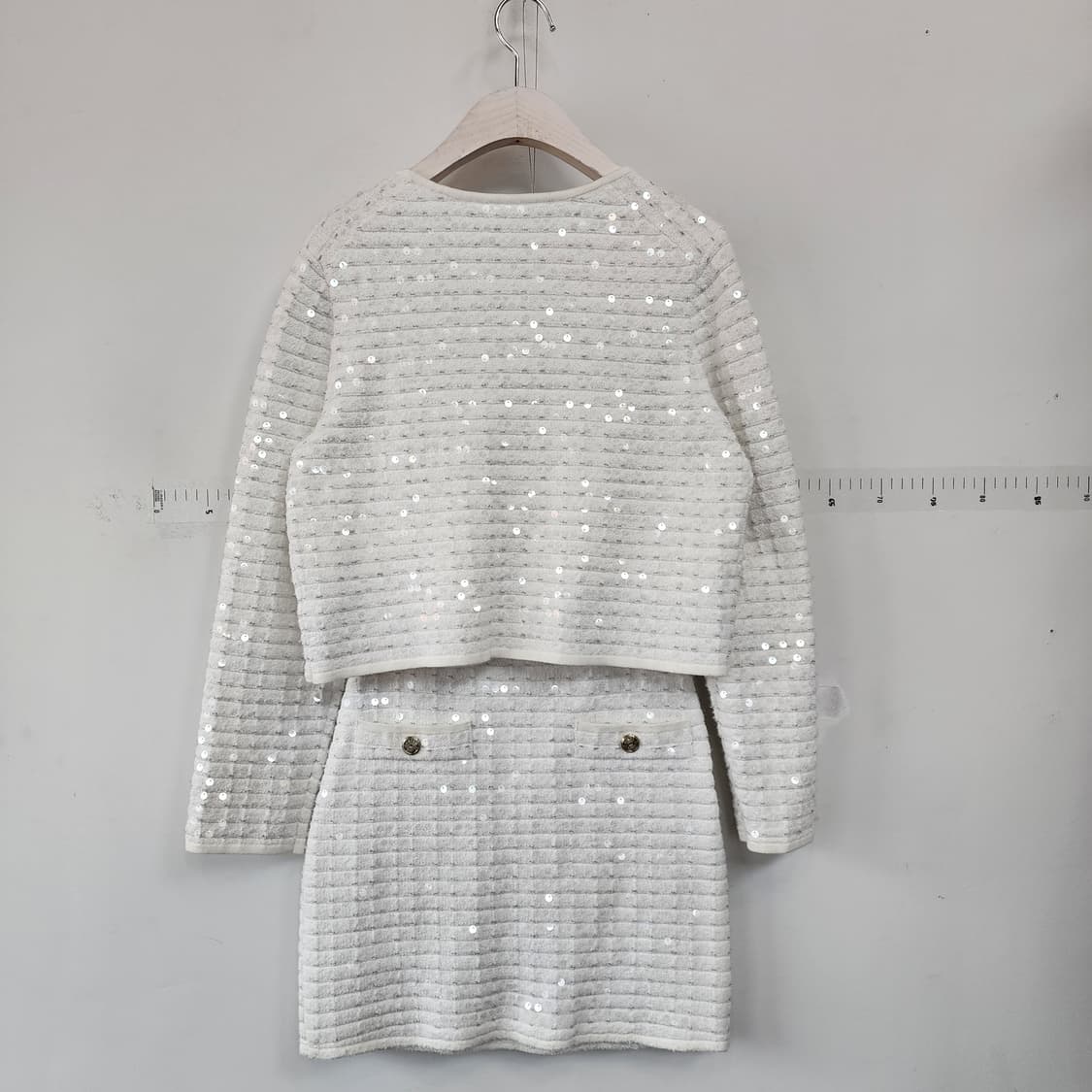 마쥬디자인 화이트 시퀸 장식 트위드 크롭 자켓&스커트 상품이미지9