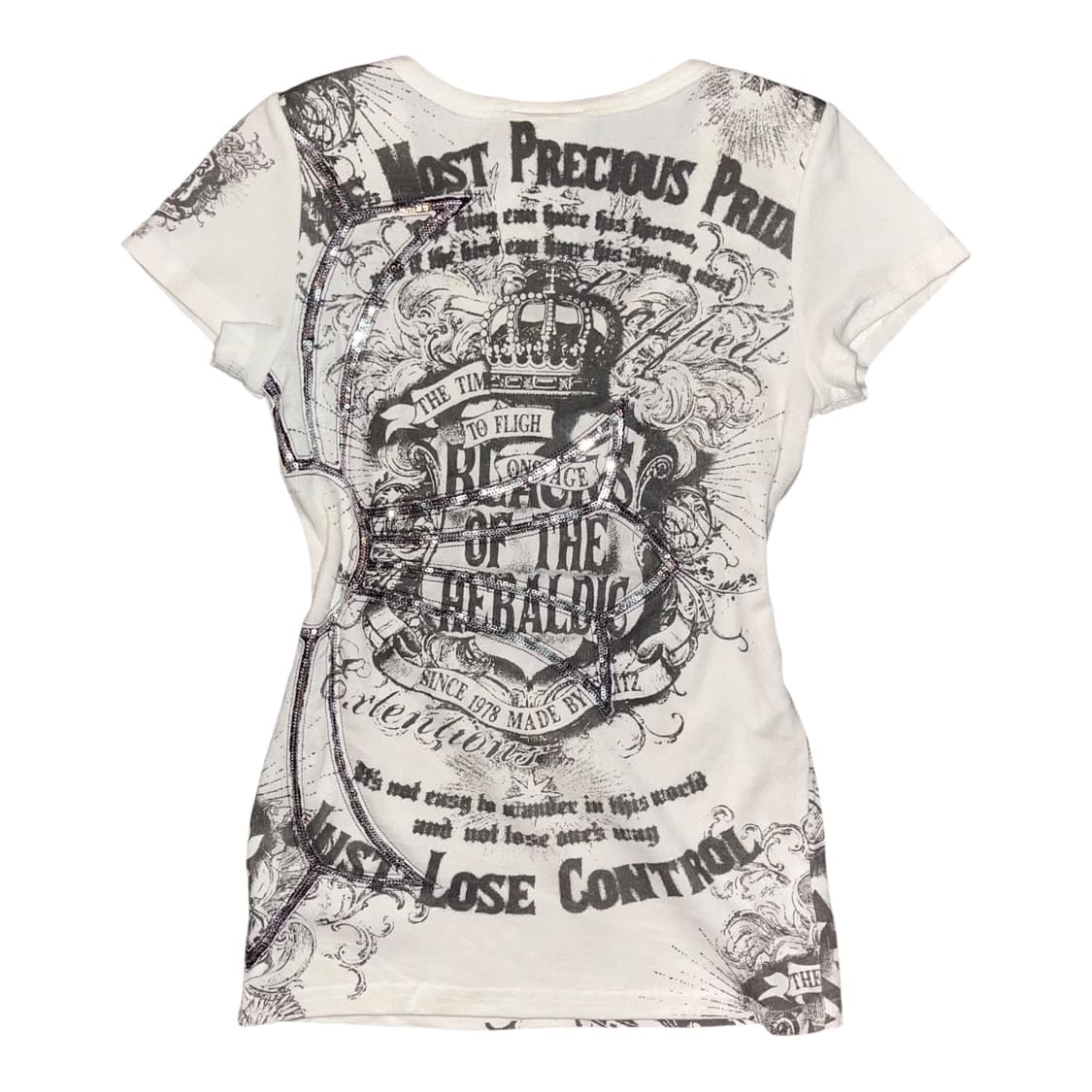 Glitz 글리츠 십자 스팽글 자수 프린팅 반팔티 펑크y2k갸루 상품이미지1