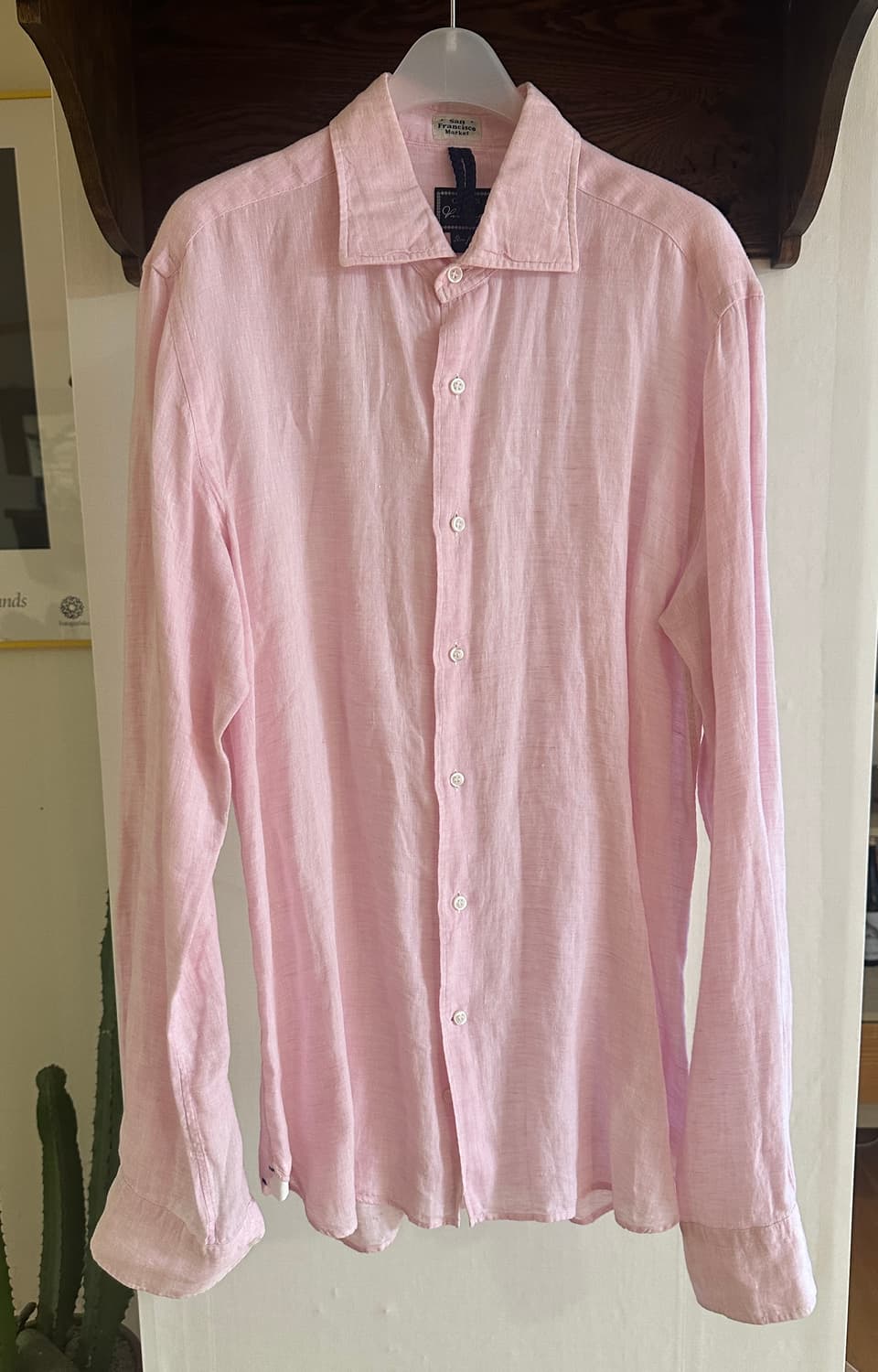 ORIAN 오리앙 린넨 셔츠 핑크 39/15½ 슬림핏 상품이미지1