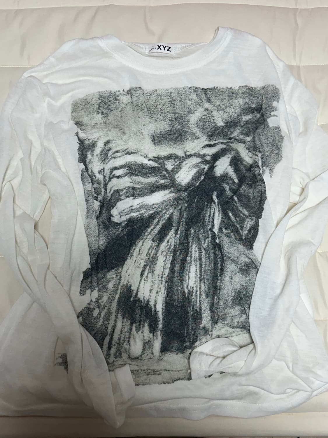 시스루 화이트 프린팅 롱슬리브 빈티지 y2k  상품이미지1