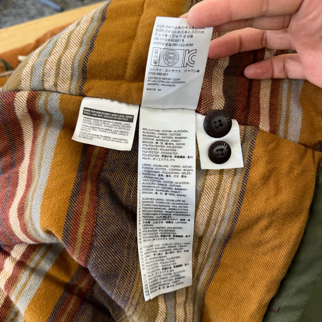 리바이스 왁스드 코튼 올리브 워크 자켓 (M) 상품이미지9