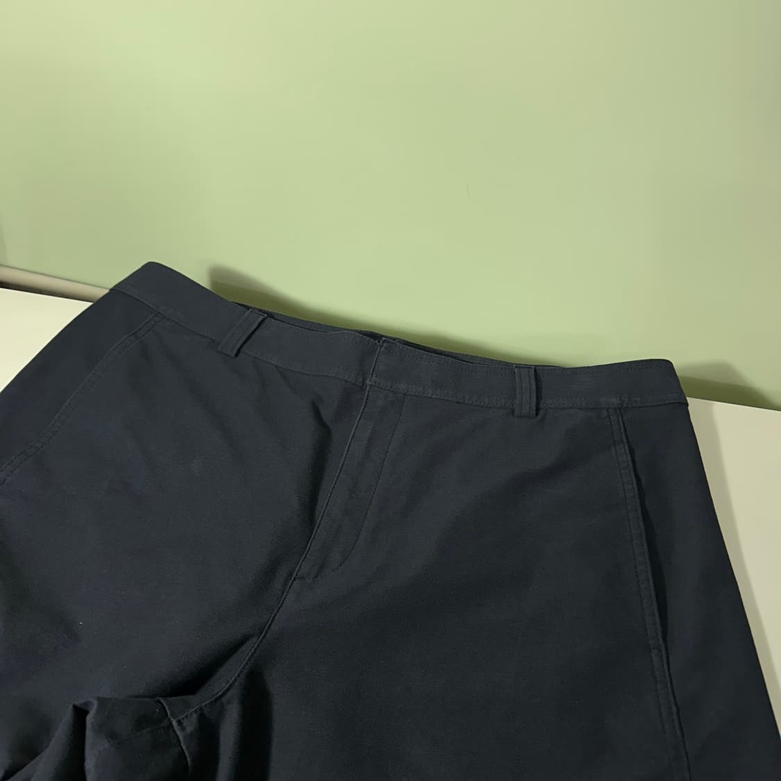 XL-XXL 34 유니클로 다크네이비 하이웨스트 와이드핏 투포켓 코튼팬츠 상품이미지6