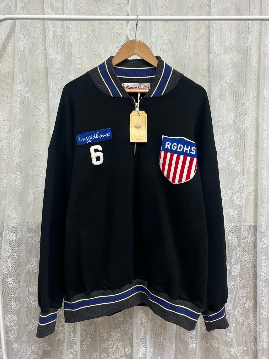 1) 새상품 러기드하우스 테이크 아머 카라 기모 반집업 블랙 상품이미지1