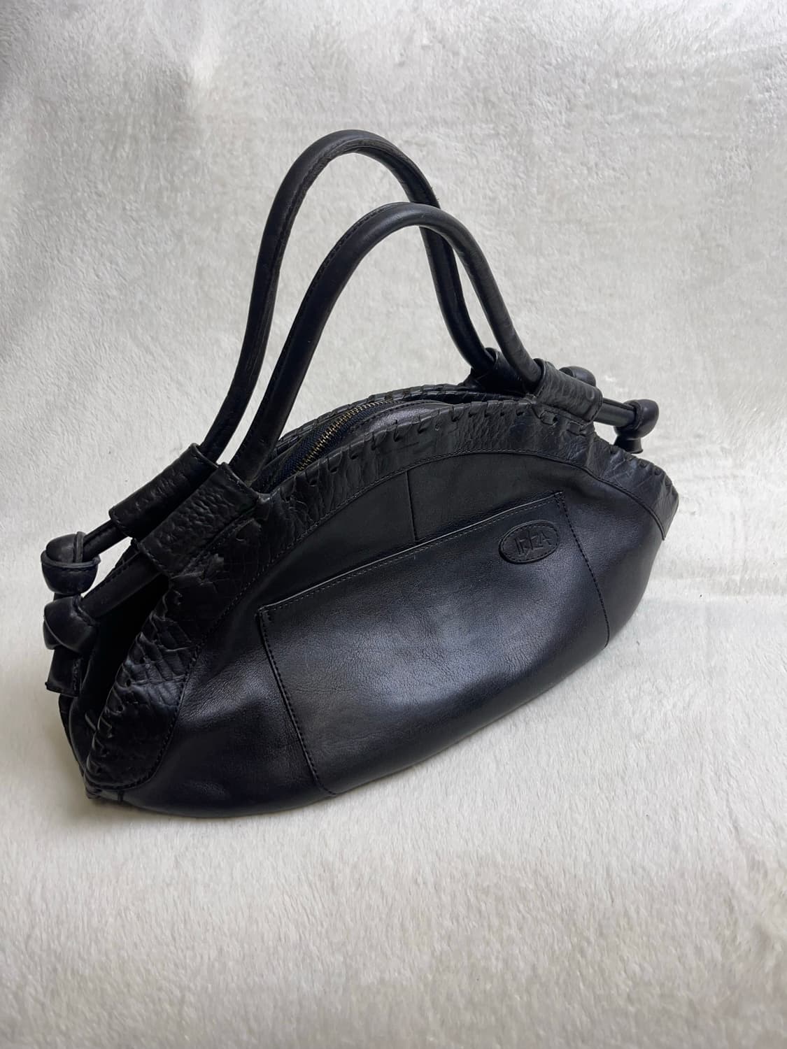 IBIZA 블랙 가죽 토트백 || 일본빈티지 상품이미지1