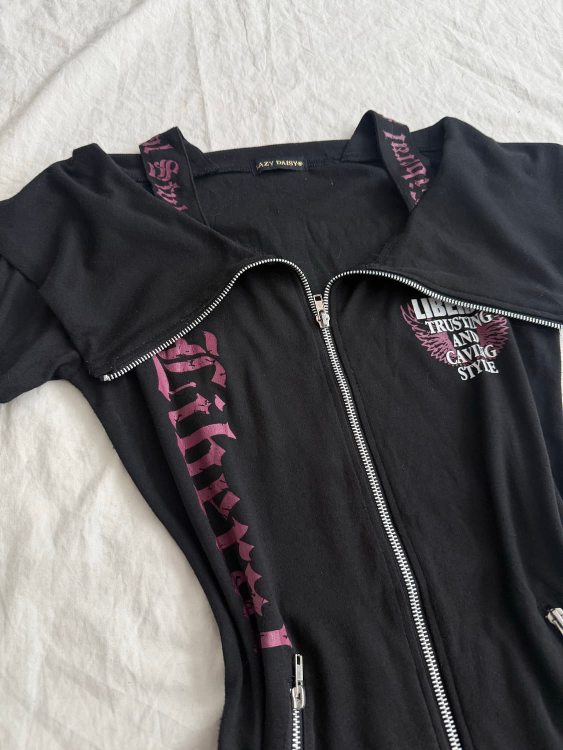 레이디 데이지 갸루펑크 오프숄더 딱붙 원피스집업 상품이미지2