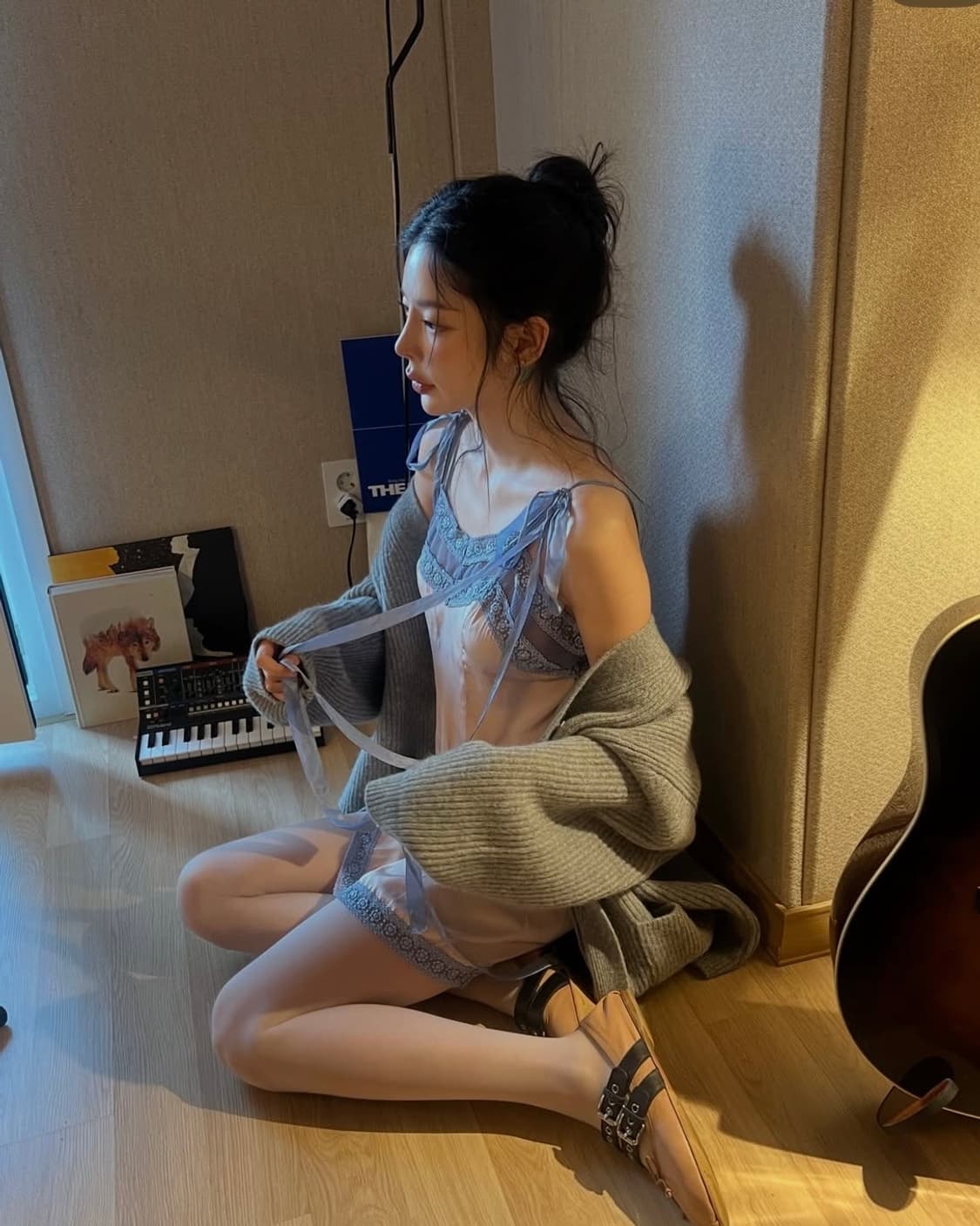 (새상품) 프레클 레이스 스트랩 미니 슬립 드레스 상품이미지3