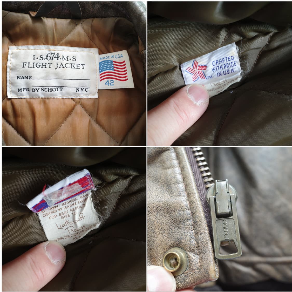 80s 쇼트 SCHOTT I.S.674 A2 플라이트 레더자켓 USA 상품이미지6