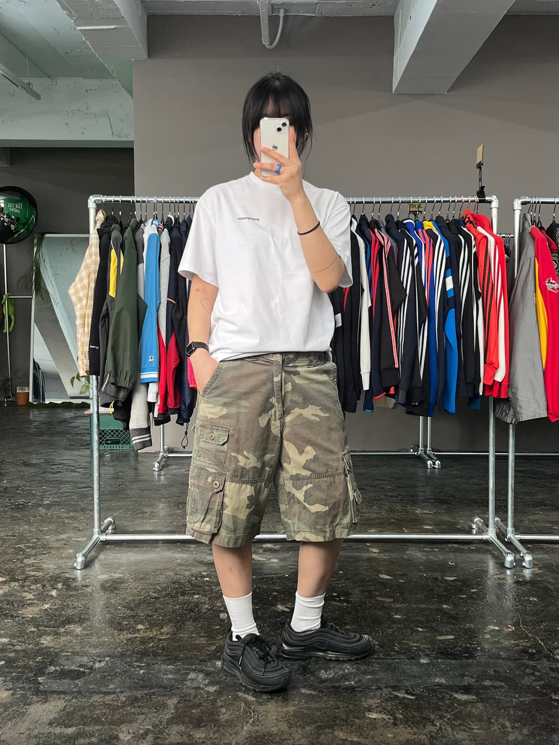 빈티지 카모플라주 카고 하프 팬츠 상품이미지1