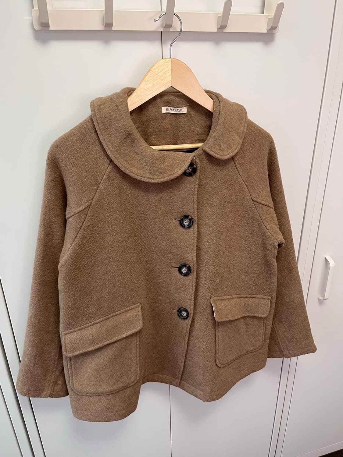 Self service 둥근카라 사와코모리 울 코트 상품이미지8